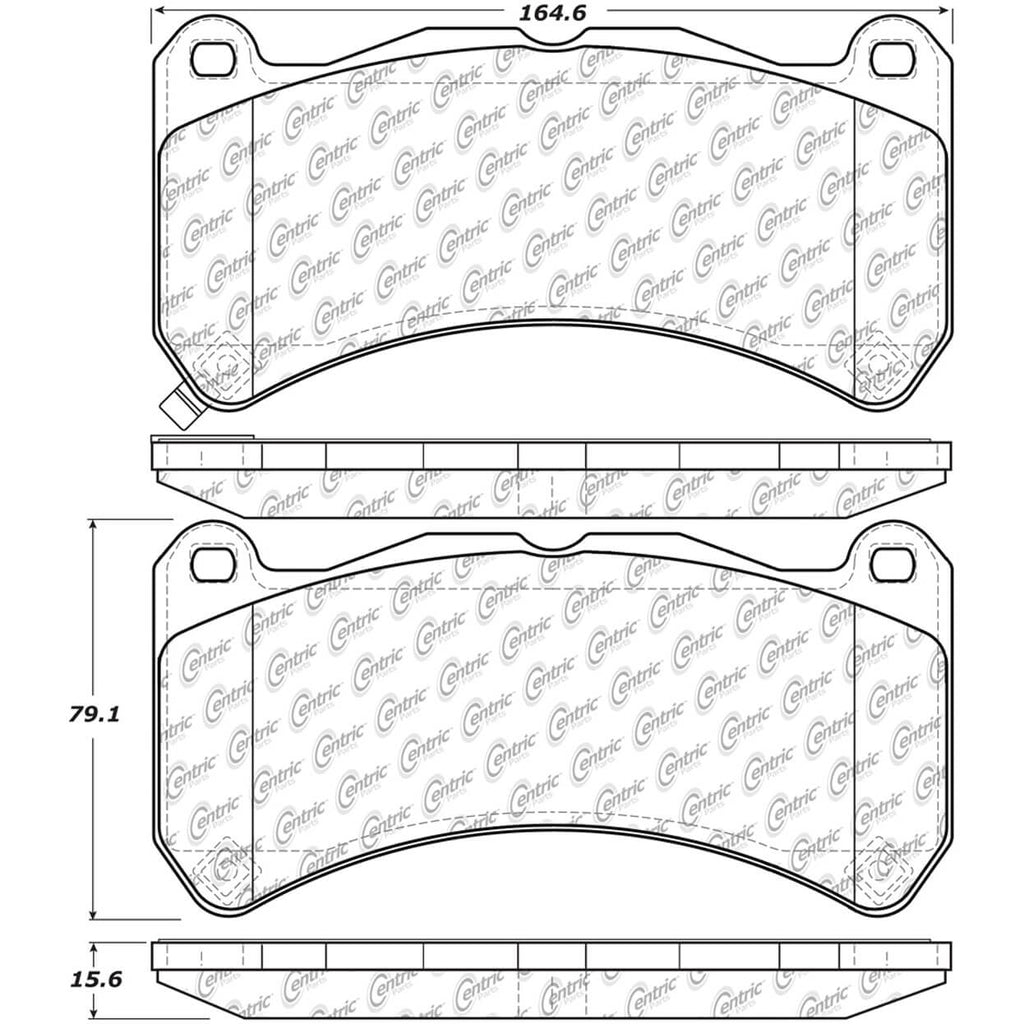 Centric PosiQuiet Semi-Metallic Front Brake Pads, 2018-2021 STi - Angle 5
