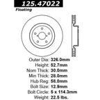 Centric Premium High-Carbon Front Brake Rotors (Blank, Pair), 2005-2017 STi
