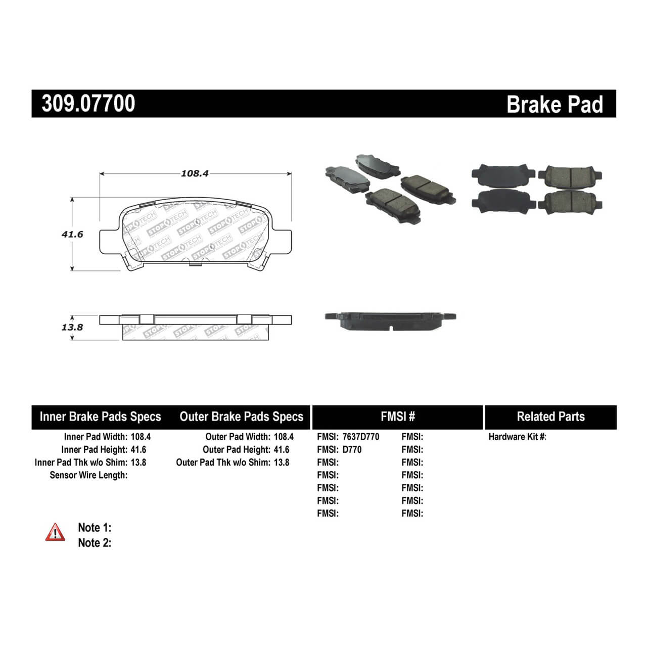 StopTech Rear 'Sport' Brake Pads, 2002-2003 WRX