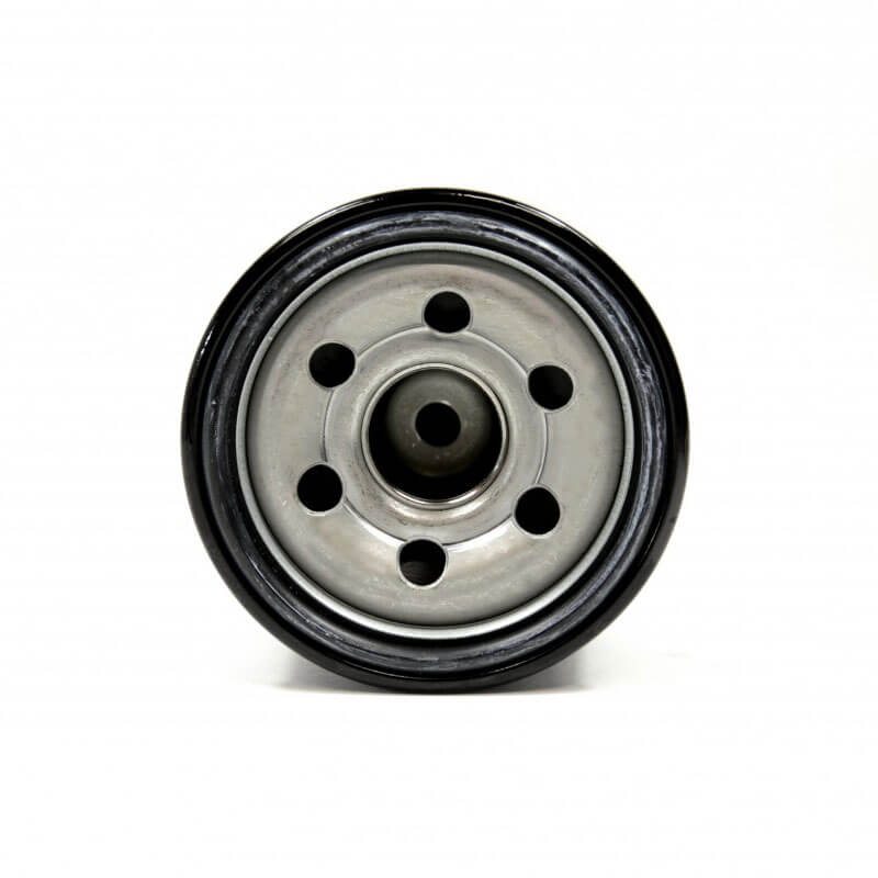 Subaru (OEM) Black "Tokyo Roki" Oil Filter (15208AA100), 2002-2014 WRX & 2004-2021 STi - Angle 3