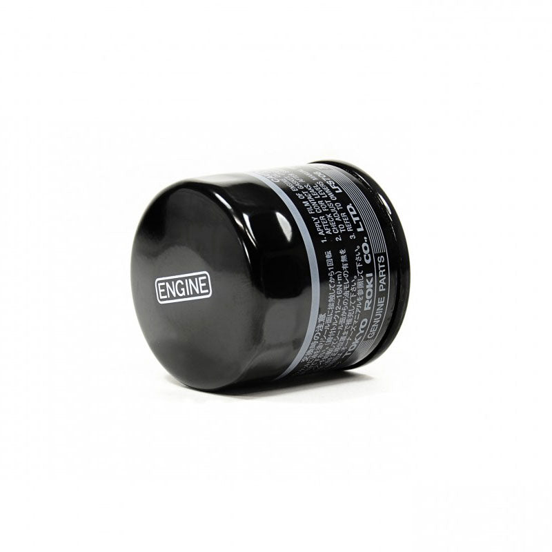 Subaru (OEM) Black "Tokyo Roki" Oil Filter (15208AA100), 2002-2014 WRX & 2004-2021 STi - Angle 4