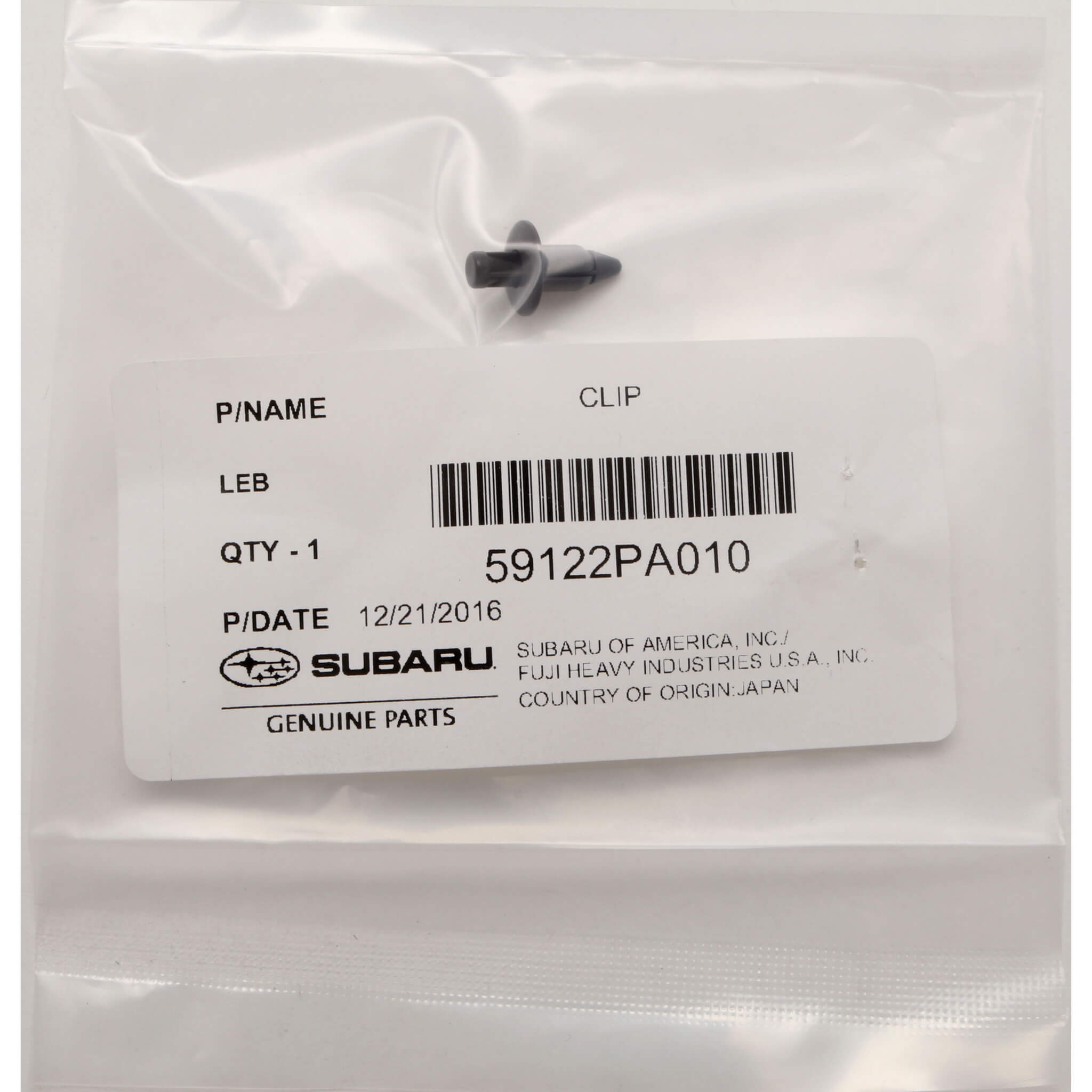 Subaru (OEM) Bumper Push Lock Clip, 2002-2007 WRX & 2004-2007 STi - Angle 2