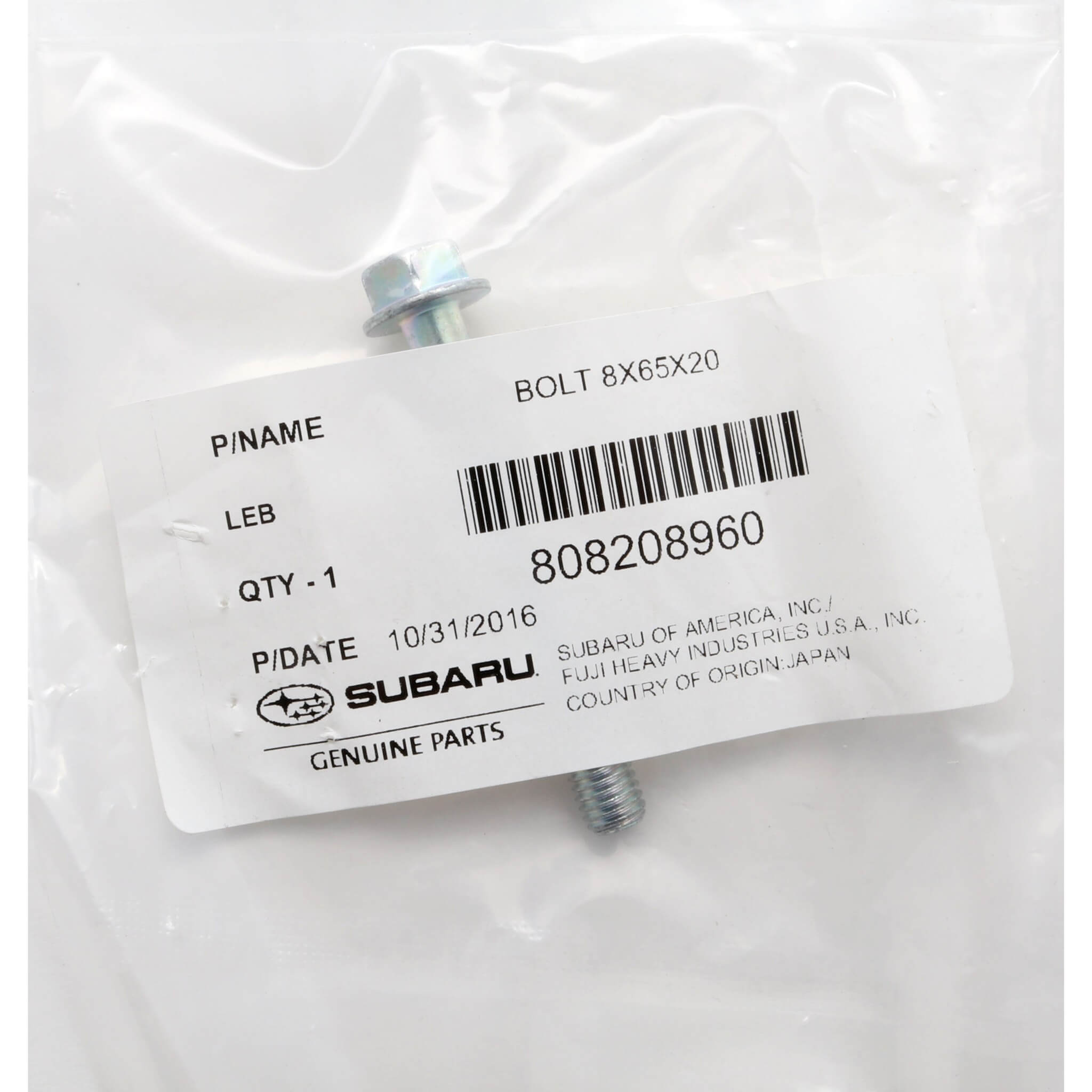 Subaru (OEM) Engine Block Case Bolt (M8, 6 Required, Sold Each), 2002-2014 WRX & 2004-2021 STi - Angle 3
