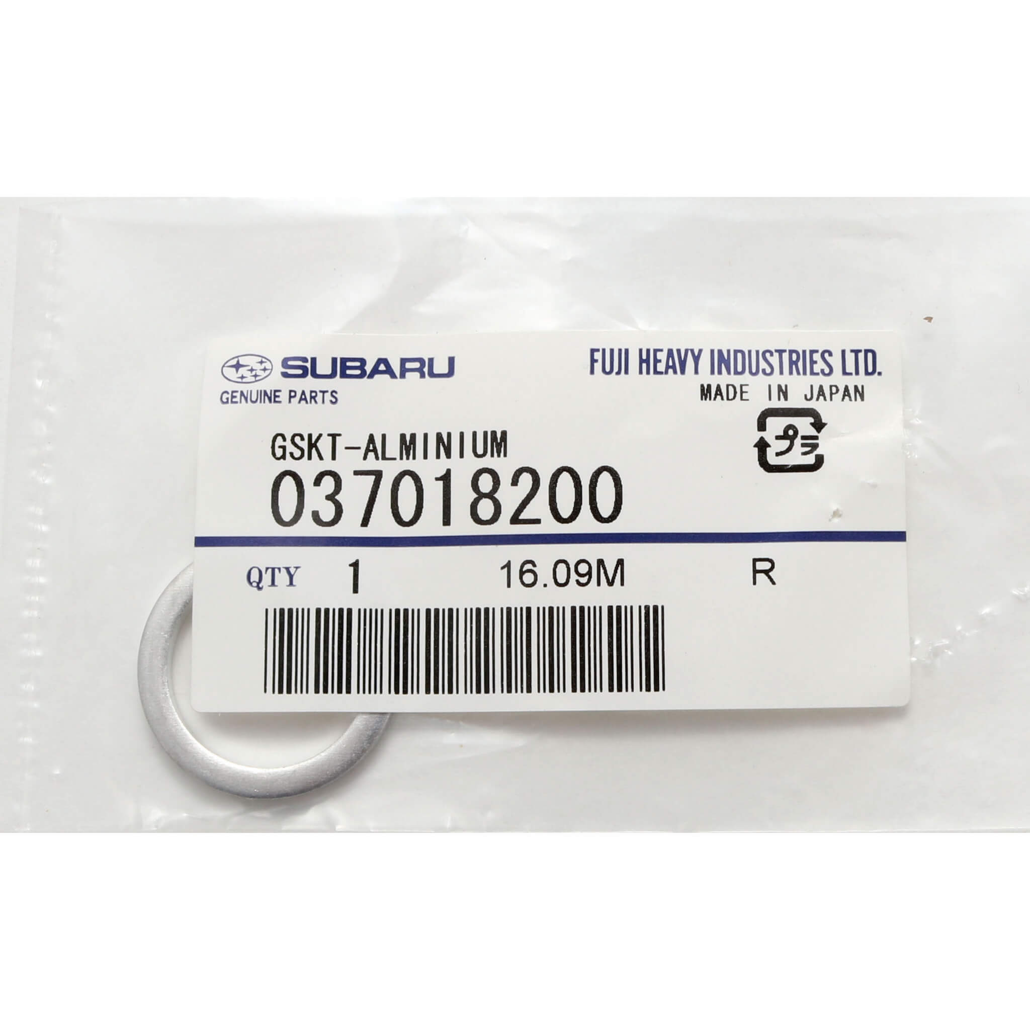Subaru (OEM) Gasket For Oil Galley Plug, "EJ" Series Engines (ALL) - Angle 2