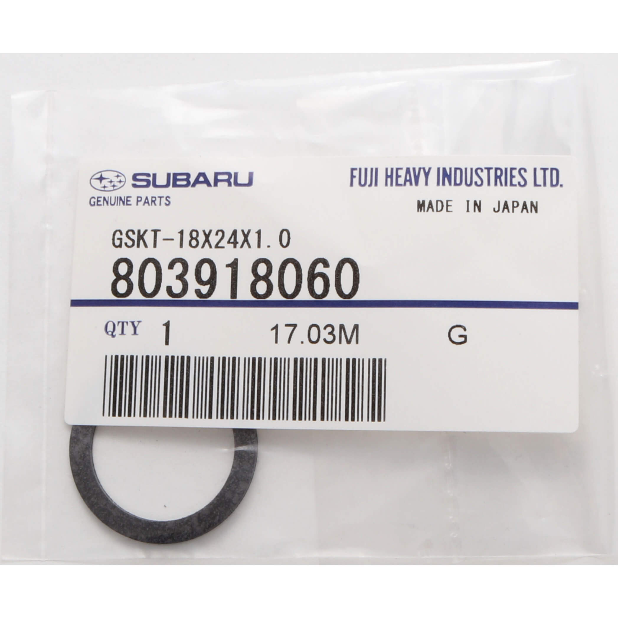 Subaru (OEM) Rear Differential Drain Plug Gasket, 2008-2021 STi & 2015-2026 WRX - Angle 2