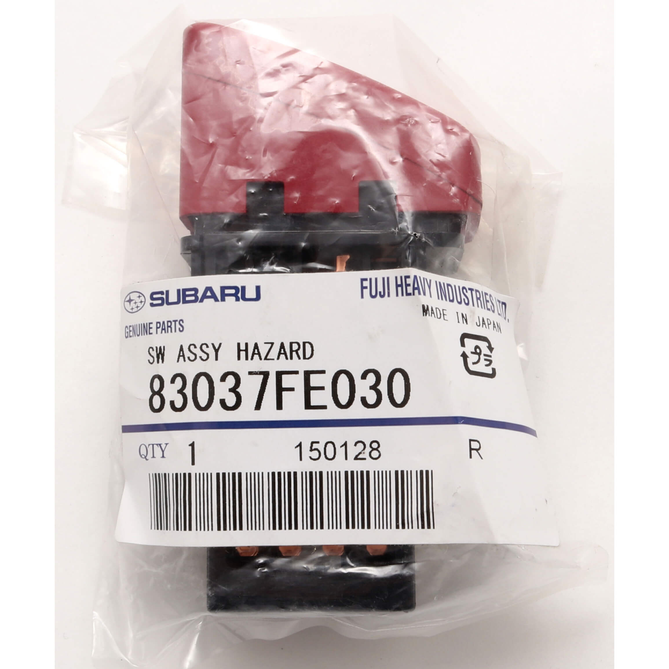 Subaru (OEM) Red Hazard Light Button, 2002-2007 WRX & 2004-2007 STi - Angle 3
