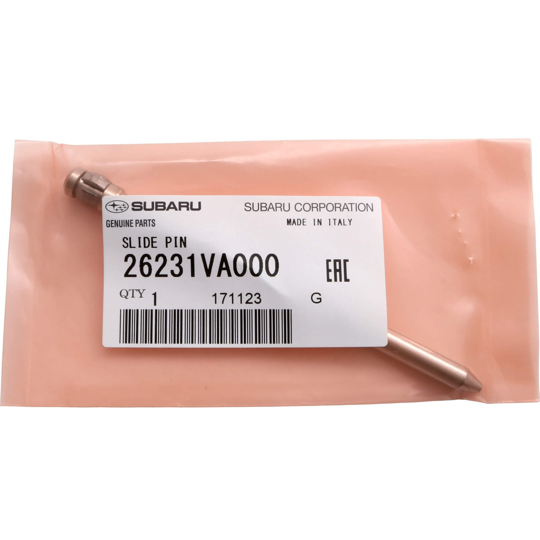 Subaru (OEM) Slide Pin (6-Piston Brembo), 2018-2021 STi & 2024-2026 WRX TR/TS - Angle 2