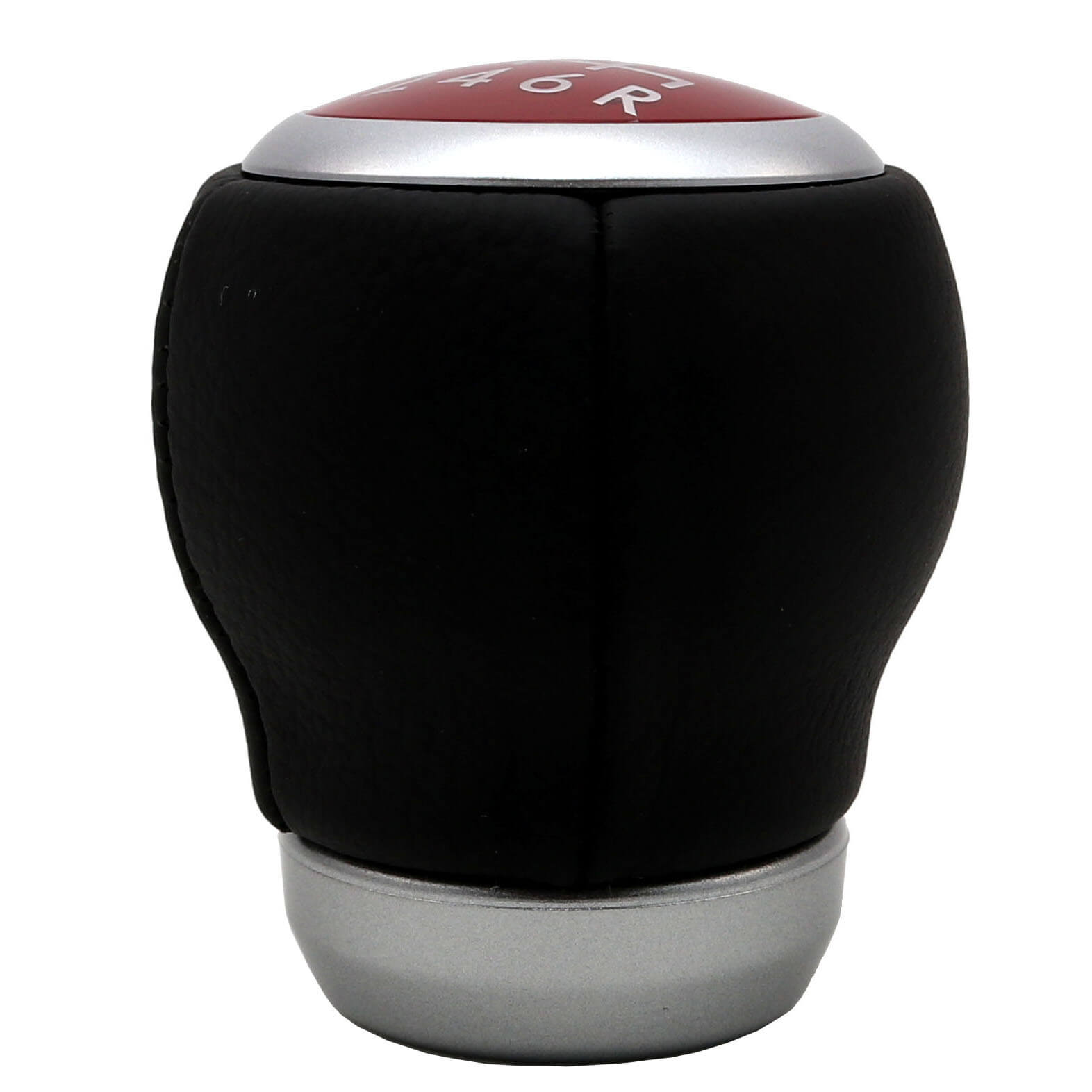 Subaru (OEM) STi Leather Shift Knob (6MT, Red Top), 2004-2021 STi, 2015+ WRX & 2013+ BRZ/FR-S/86 - Angle 2