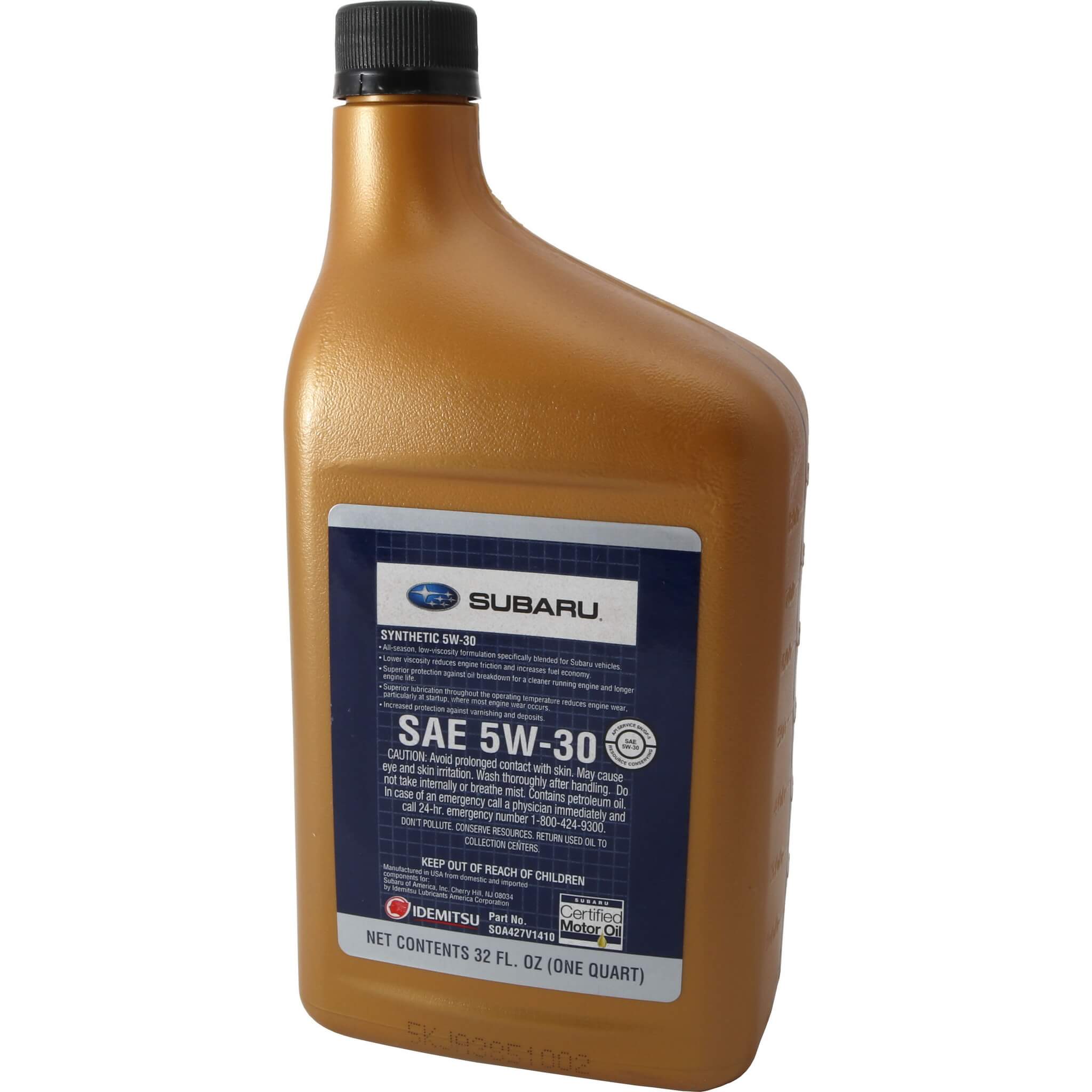 Subaru (OEM) Synthetic Engine Oil (5W-30, 1 Quart) - Angle 2