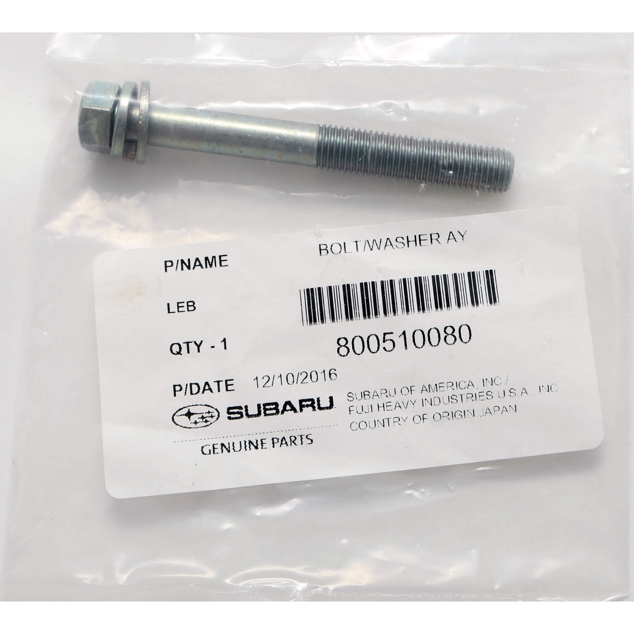 Subaru (OEM) Transmission Bellhousing Lower Bolt & Washer, 2002-2009 WRX & 2004-2009 STi - Angle 2