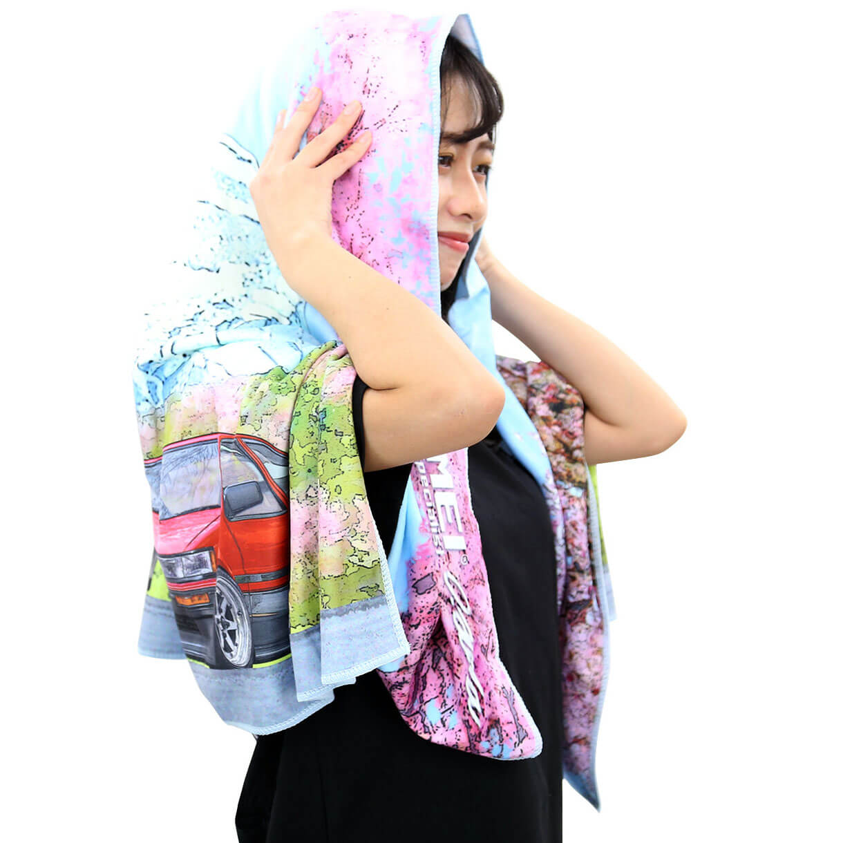 Tomei Bath Towel GDB/BNR32/AE86 Cherry Blossom Mt.fuji - Angle 3