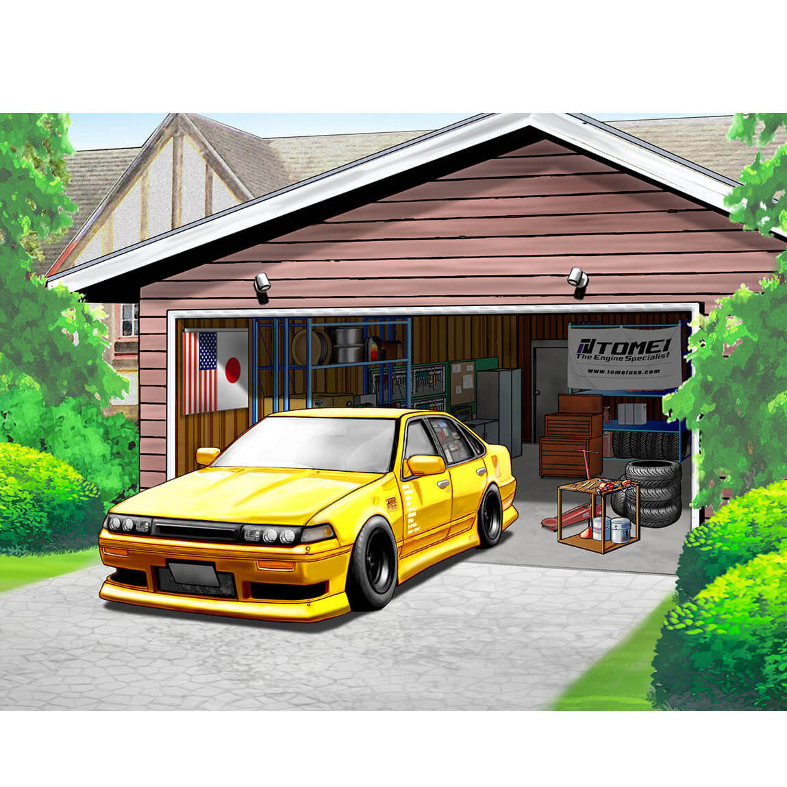 Tomei Coffee Mug w/ A31 Cefiro Garage - Angle 2