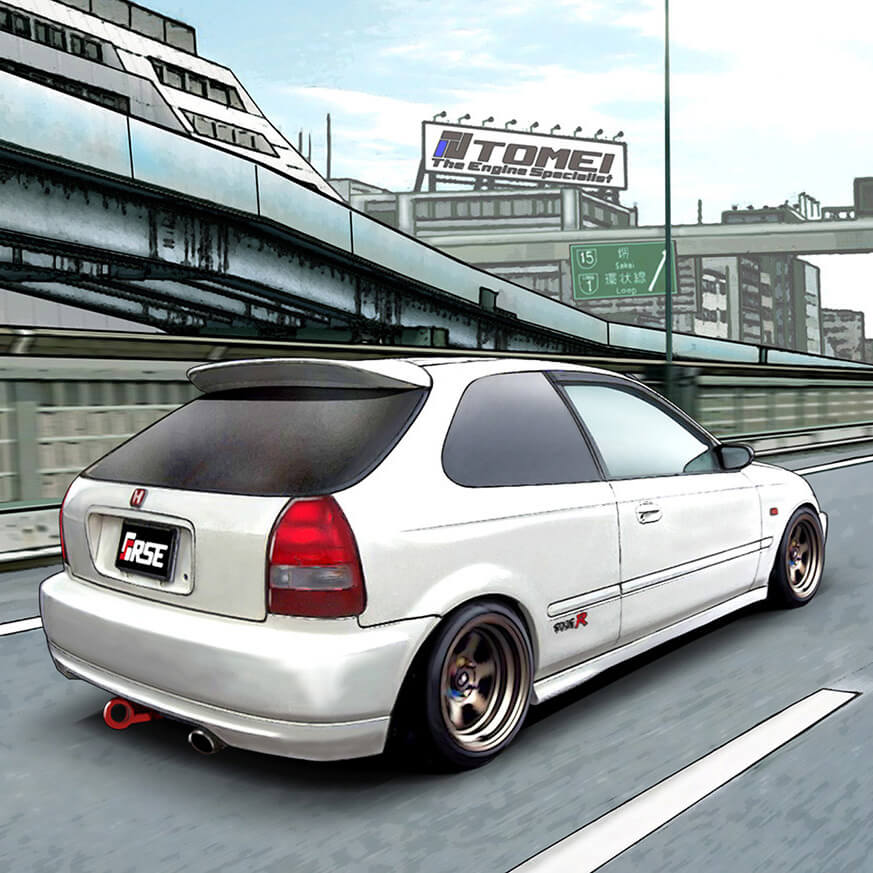 Tomei Coffee Mug w/ EK9 Civic Osaka-Kanjo - Angle 2
