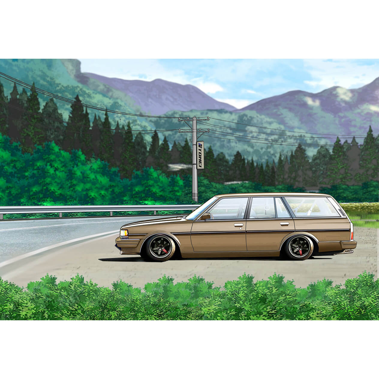 Tomei Coffee Mug w/ GX70G Mark-2 Wagon Touge - Angle 2