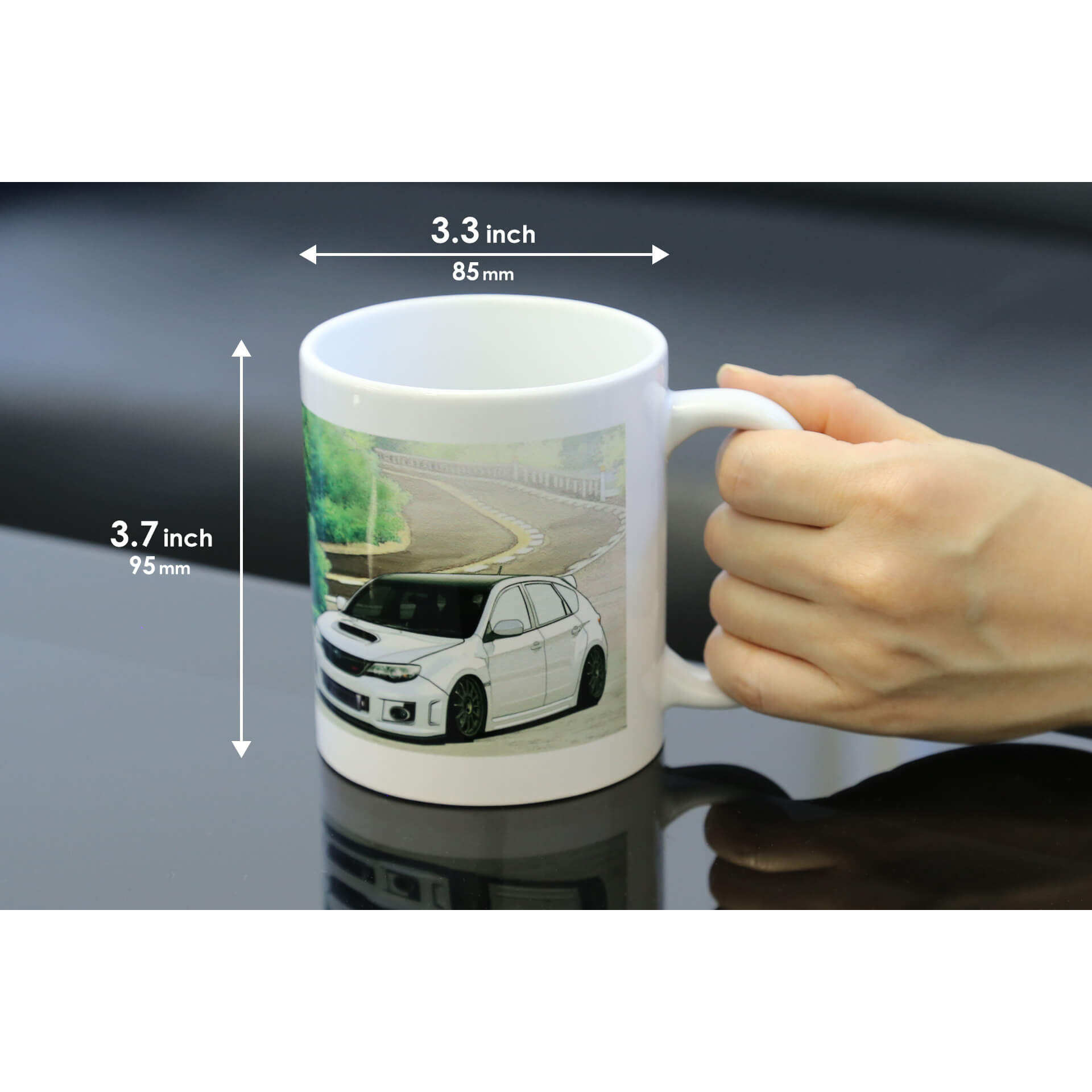 Tomei Coffee Mug w/ MZ21 Soarer Suzuka - Angle 3