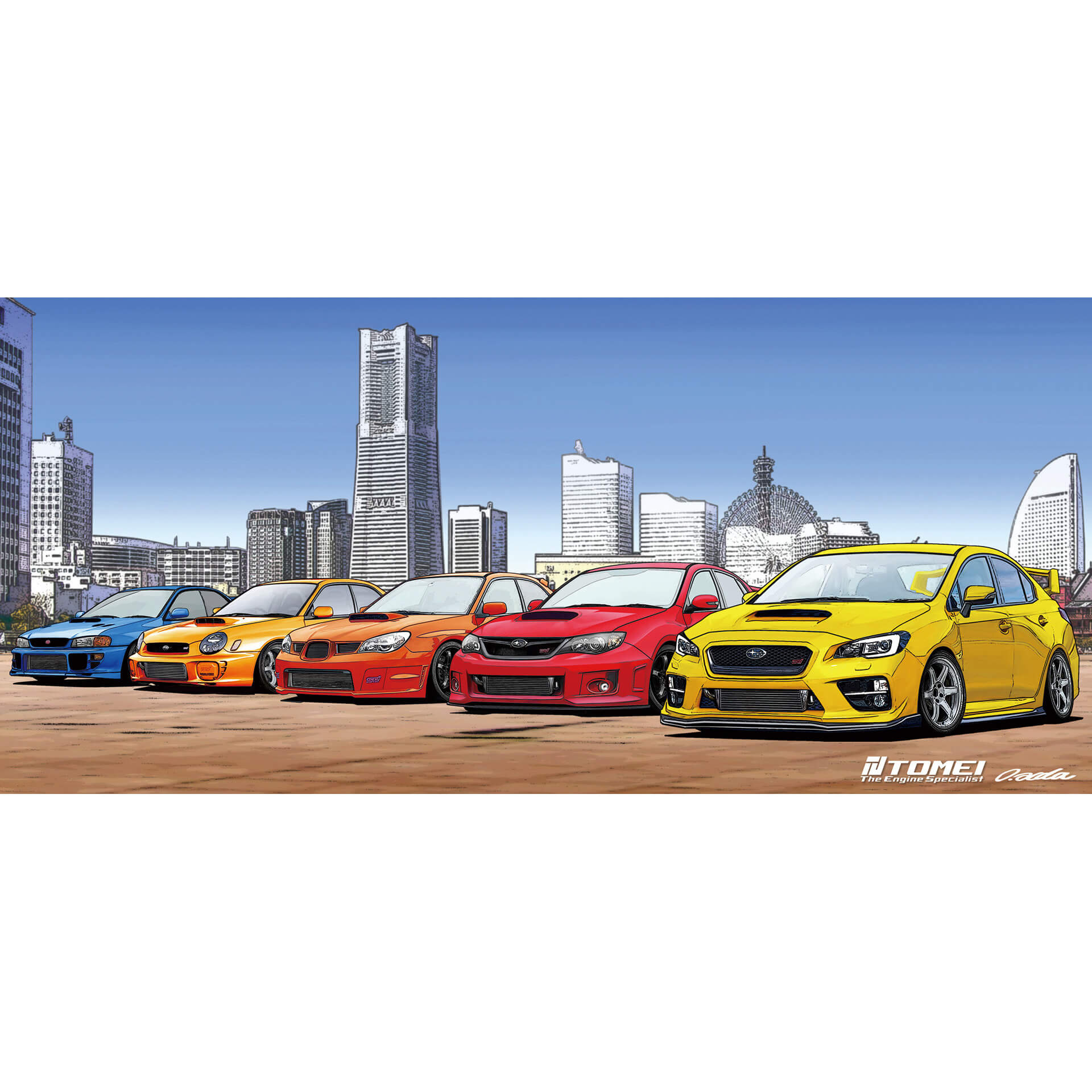Tomei Coffee Mug w/ WRX/STi Minatomirai Yokohama - Angle 2