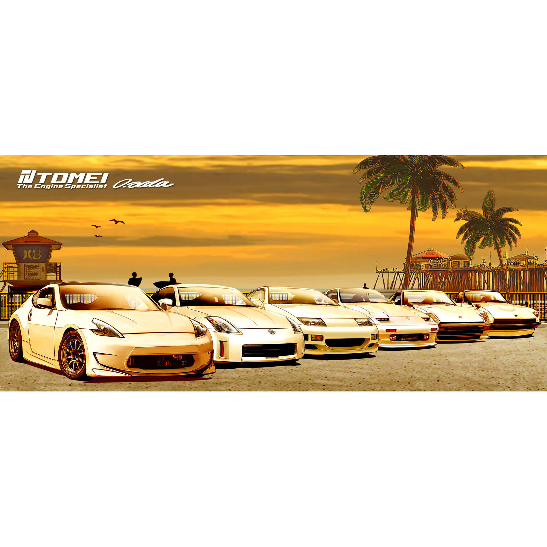 Tomei Coffee Mug w/ Z Car Sunset Huntington Beach - Angle 2