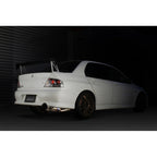 Tomei Expreme Ti Full Titanium Cat-Back Exhaust System, 2003-2006 EVO 8 & 9 (w/ JDM Rear Bumper) - Angle 3