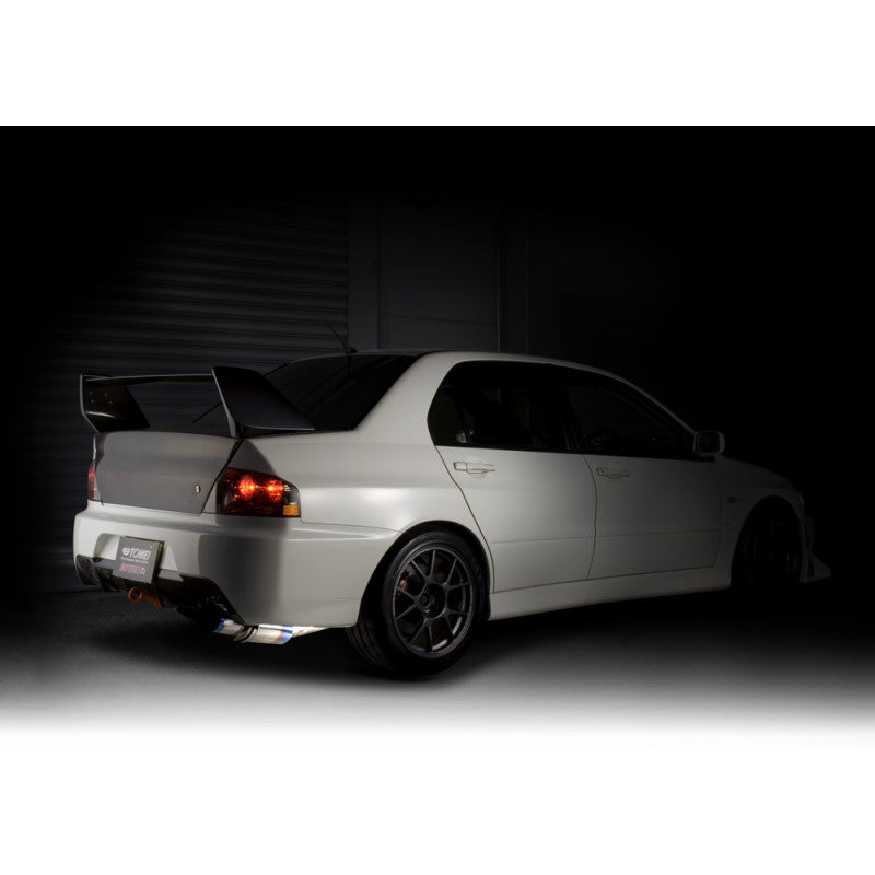 Tomei Expreme Ti Full Titanium Cat-Back Exhaust System, 2003-2006 EVO 8 & 9 (w/ JDM Rear Bumper) - Angle 4
