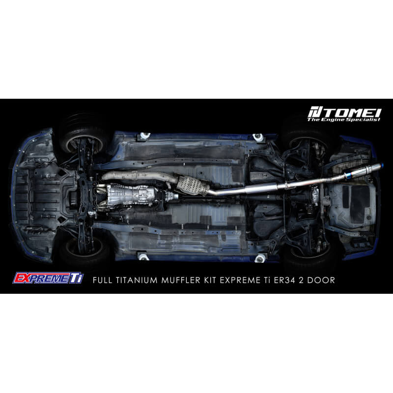 Tomei Expreme Ti Full Titanium Cat-Back Exhaust System, Skyline ER34 2-Door - Angle 2