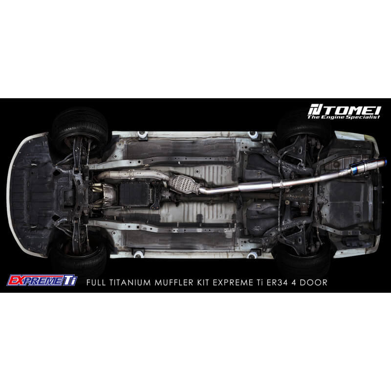 Tomei Expreme Ti Full Titanium Cat-Back Exhaust System, Skyline ER34 4-Door - Angle 3