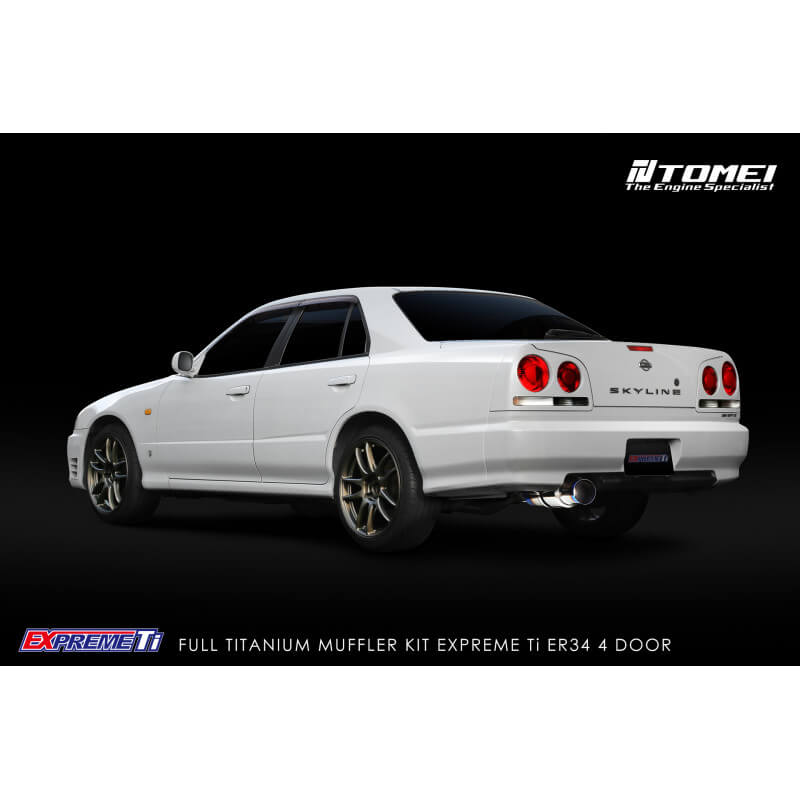 Tomei Expreme Ti Full Titanium Cat-Back Exhaust System, Skyline ER34 4-Door - Angle 4