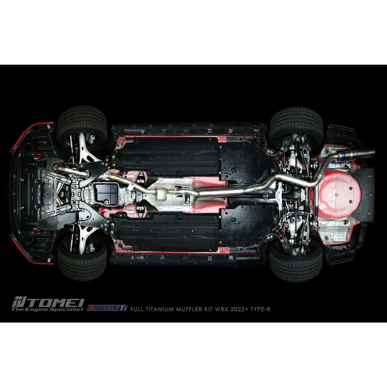 Tomei Expreme Ti Full Titanium Cat-Back Exhaust System (Type-R Single Exit), 2022-2026 WRX - Angle 5