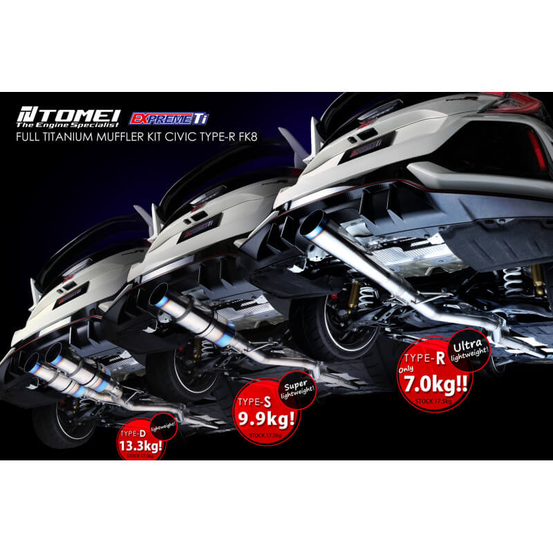 Tomei Expreme Ti Full Titanium Cat-Back Exhaust System (Type-R), 2017-2021 Civic Type R - Angle 3
