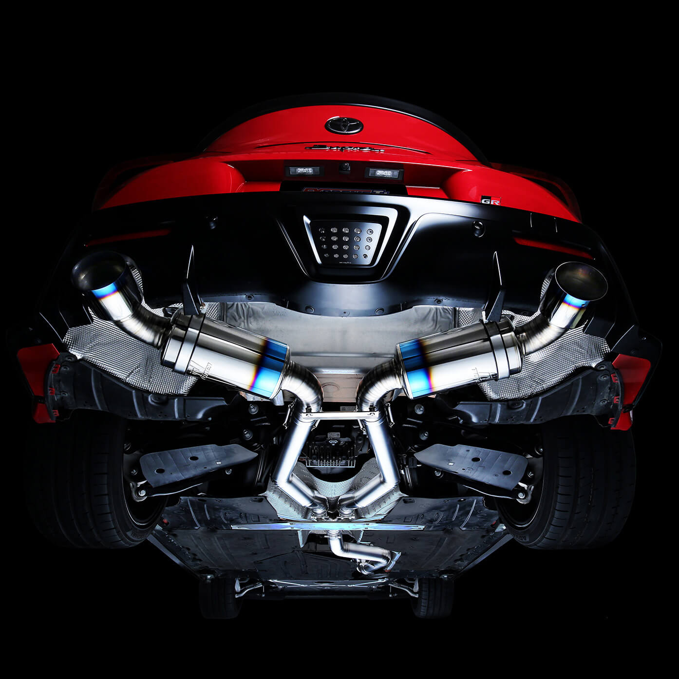 Tomei Expreme Ti Full Titanium Muffler Kit (Type-D, Dual Ti Tips), 2020-2021 GR Supra - Angle 4