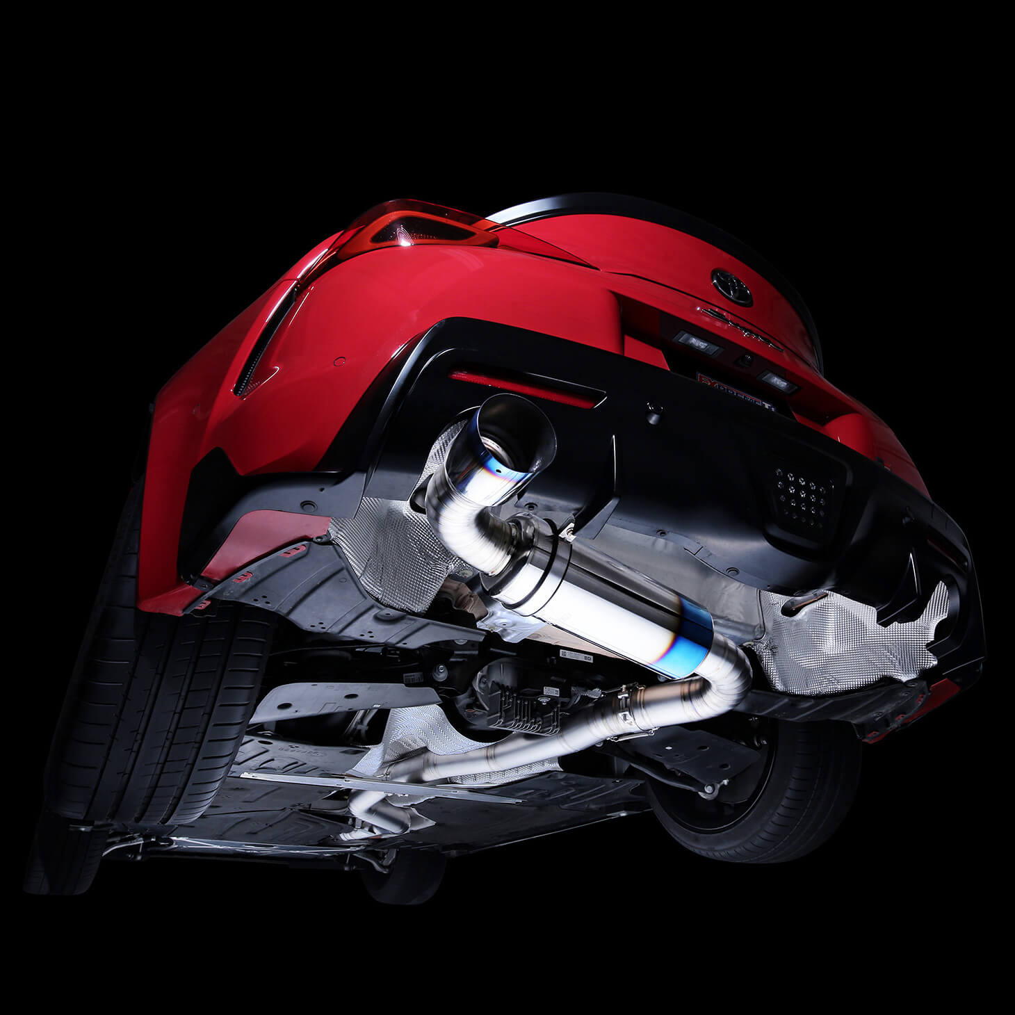 Tomei Expreme Ti Full Titanium Muffler Kit (Type-R, Single Ti Tip), 2020-2021 GR Supra - Angle 5