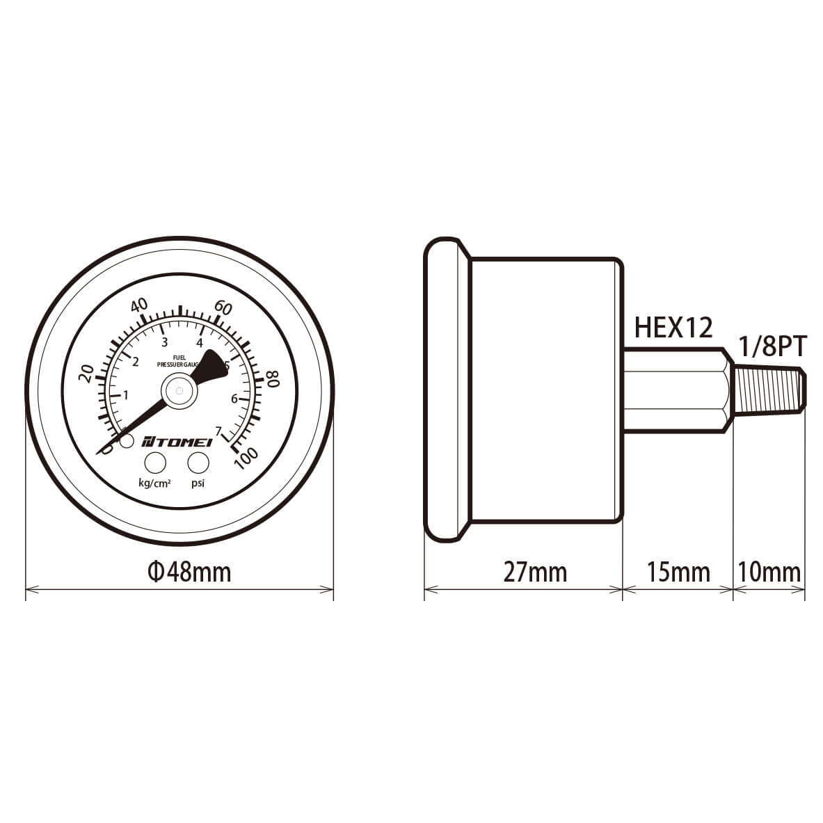 Tomei Fuel Pressure Gauge - Angle 4