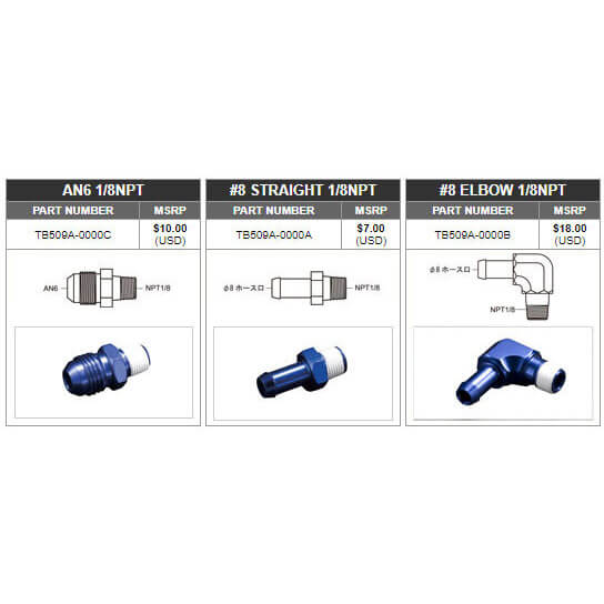 Tomei Fuel Pressure Regulator Fitting (#8, Straight 1/8in NPT) - Angle 2