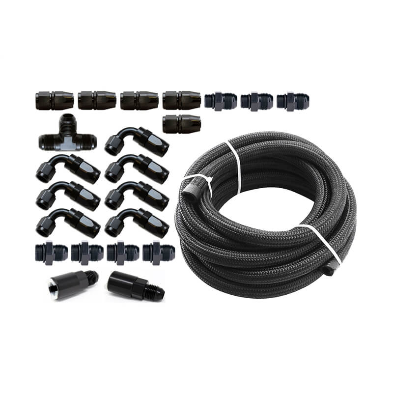 Torque Solution Braided Fuel Line Kit for -6AN Aeromotive FPR, 2006-2014 WRX & 2007-2021 STi