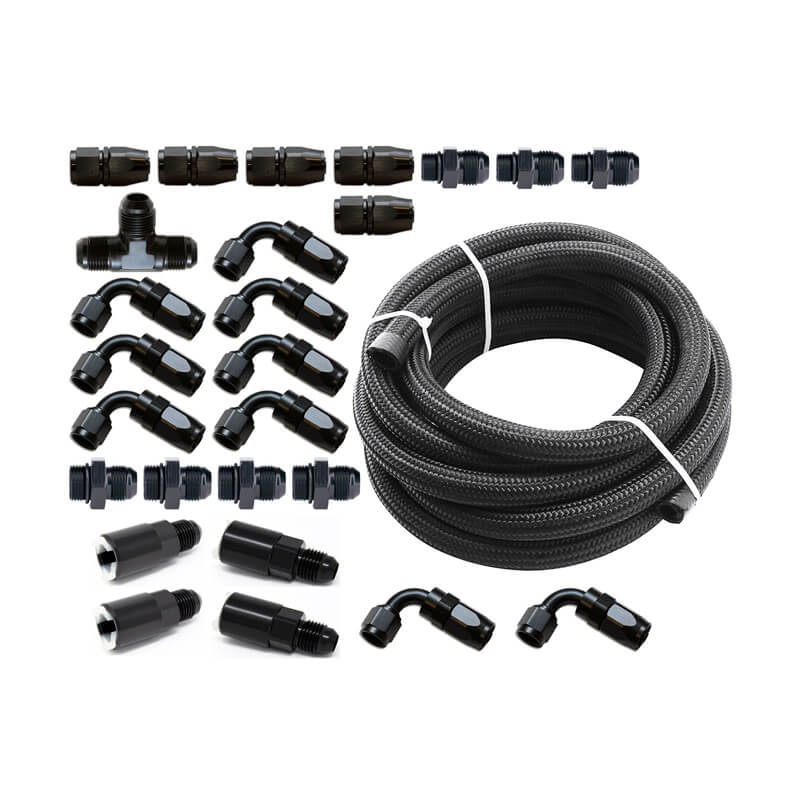 Torque Solution Braided Fuel Line Kit for -6AN Aeromotive FPR, 2006-2014 WRX & 2007-2021 STi