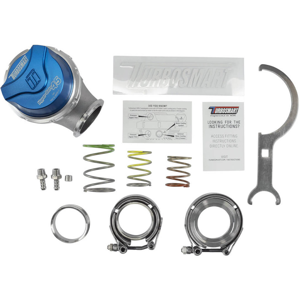 Turbosmart HyperGate 45mm External Wastegate (14psi, Gen V, Blue) - Angle 2
