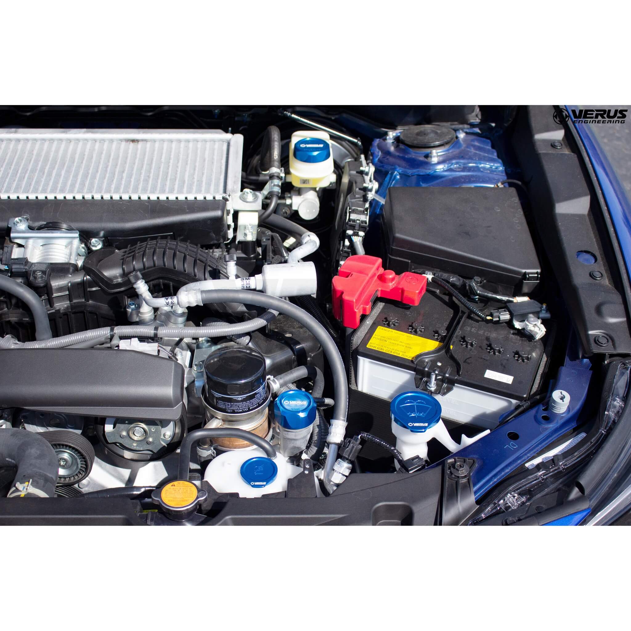 Verus Engine Bay Cap Kit w/ RLA Style Oil Cap (Anodized Blue), 2022-2026 WRX