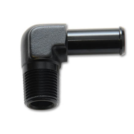 Vibrant Barb Straight Fitting 90 Deg Adapter - Aluminum - 1/8 NPT to 1/4in