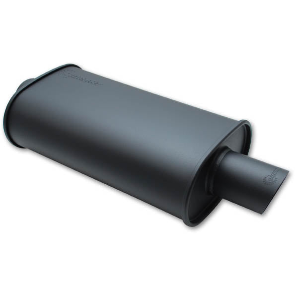 Vibrant StreetPower Oval Muffler - 3in In & Out, Center-Center (Flat Black)