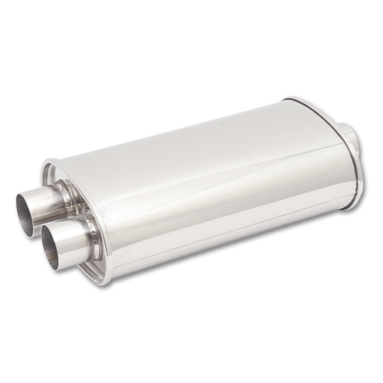 Vibrant STREETPOWER Oval Muffler - Polished 304SS, 2.5in In / 2.25in Out