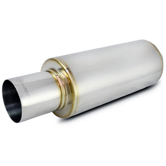 Vibrant TPV Turbo Round Muffler - 17in Long w/ 4in Round Tip Straight Cut - 3in inlet I.D.