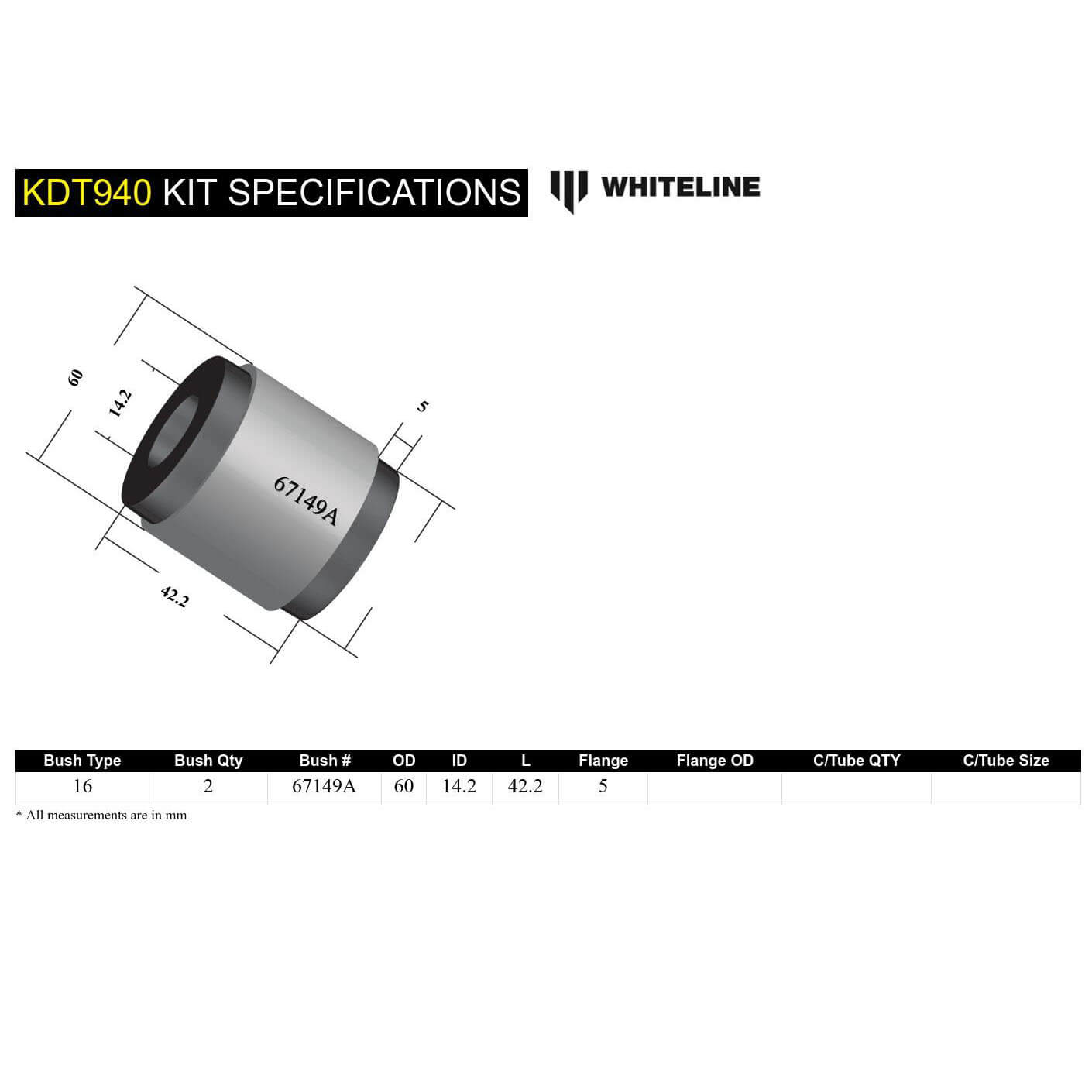 Whiteline Differential Mount In Cradle Bushings, 2015-2026 WRX & 2015-2021 STi - Angle 4