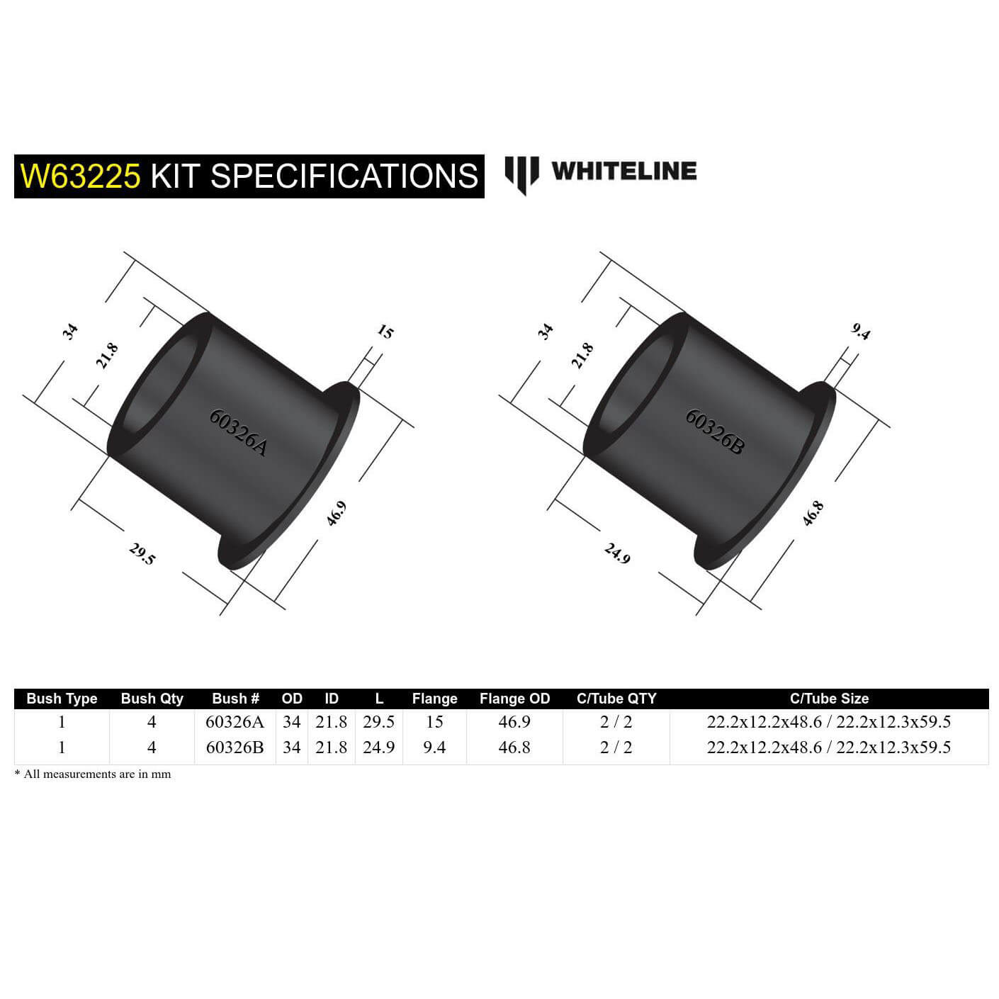 Whiteline Rear Control Arm Bushings (Upper/Inner), 2008-2026 WRX/STi & 2013-2026 BRZ/FR-S/86 - Angle 5